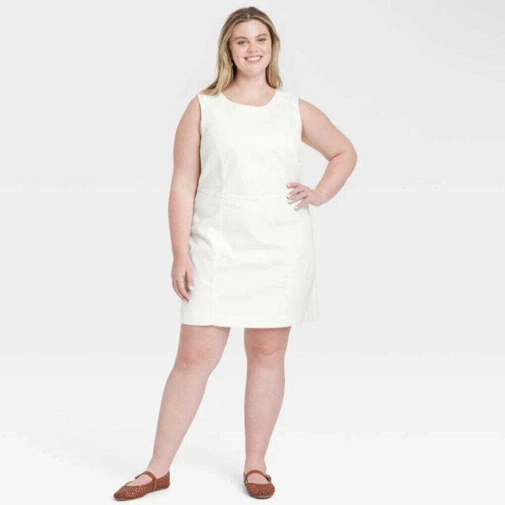 NWT White Sleeveless Denim Mini Dress Size 22